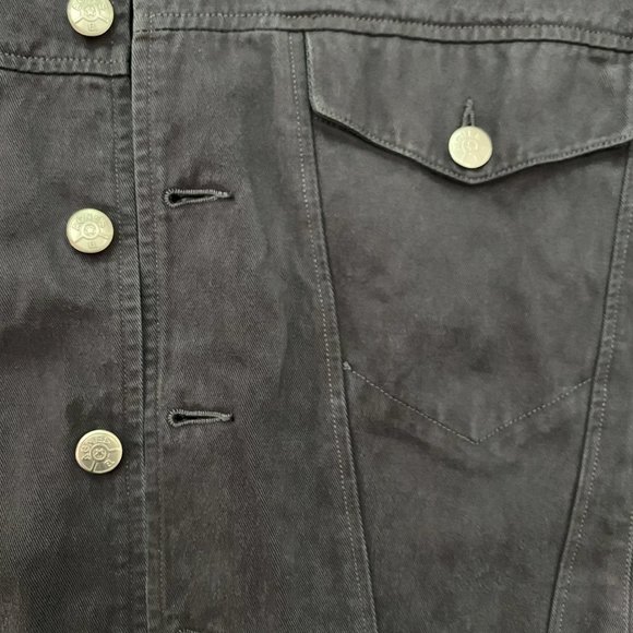 Agnes B. Washed Black Denim Jacket - SMALL - Picture 3 of 6